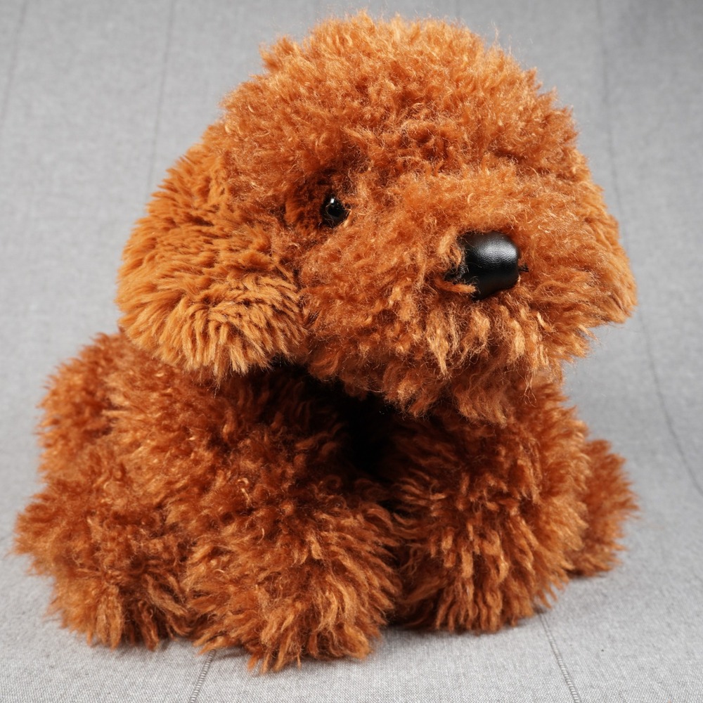 FAO Schwarz Brown Poodle Puppy Dog Plush Stuffed Animal 16" Curly Fur Adopt Pet